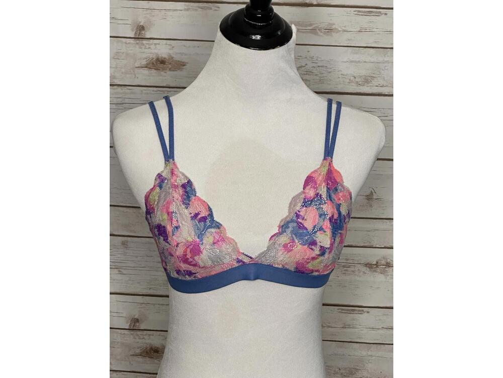 PINK Victoria's Secret multicolored lace  wireless triangle bralette Size Medium